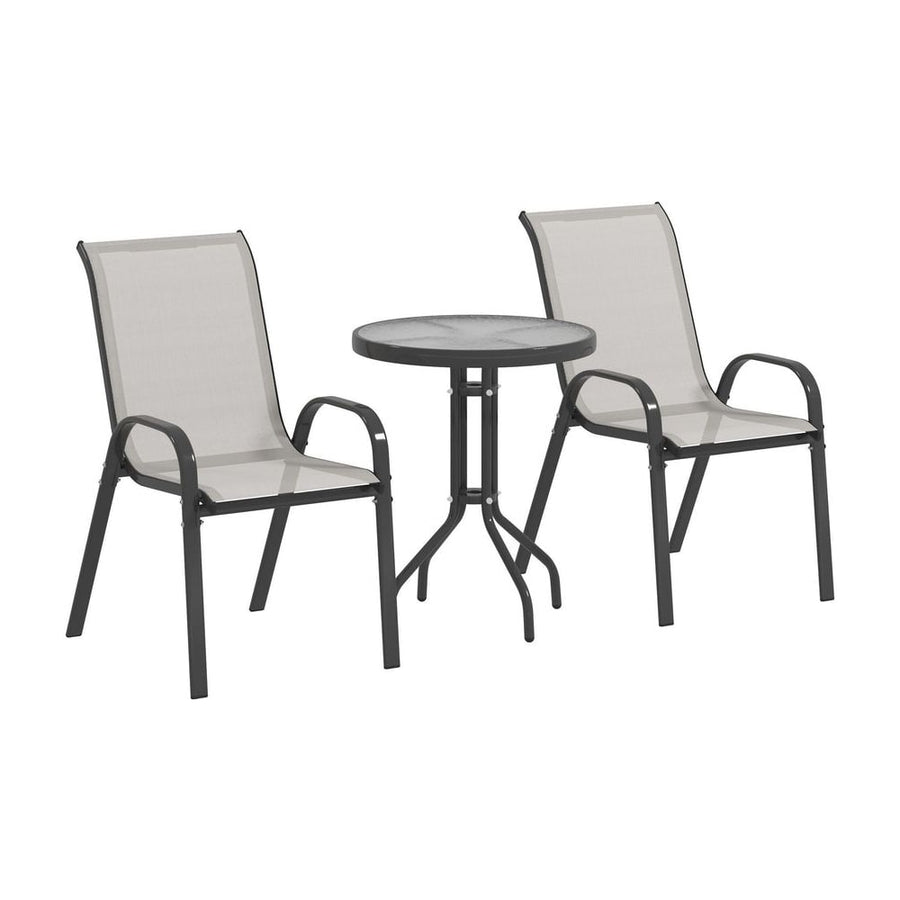 Outsunny Three-Piece Outdoor Garden Set in Light Grey