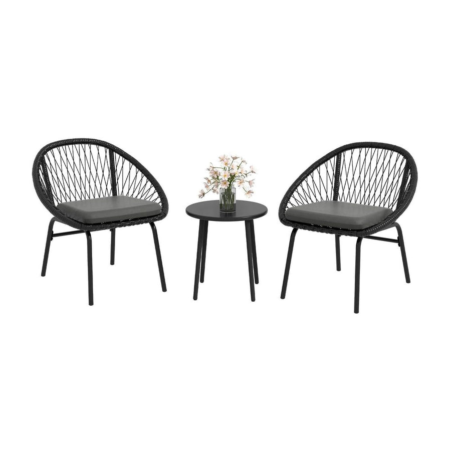 Outsunny Three-Piece Rattan Bistro Set - Black