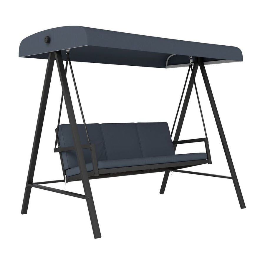Outsunny Three-Seat Garden Swing Chair, with Adjustable Canopy - Dark Grey