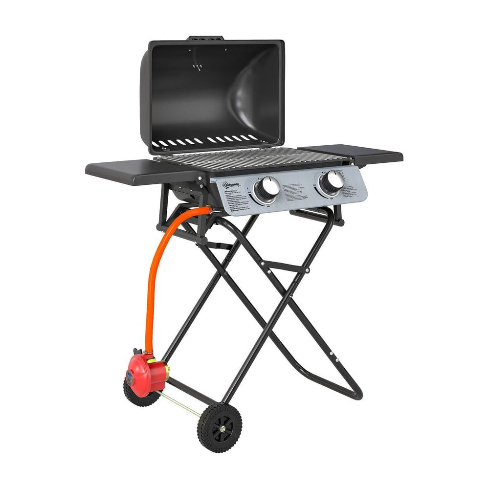 Outsunny Two-Burner Portable Suitcase BBQ in Black