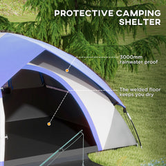 Outsunny Two Man Single Room Dome Tent, the camping shelter highlighting the waterproof fabric and the welded floor design