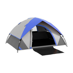 Outsunny Two Man Single Room Dome Tent in dark blue and grey with an open front entrance