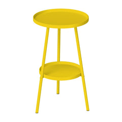 Outsunny Two-Tier Metal Garden Table - Yellow