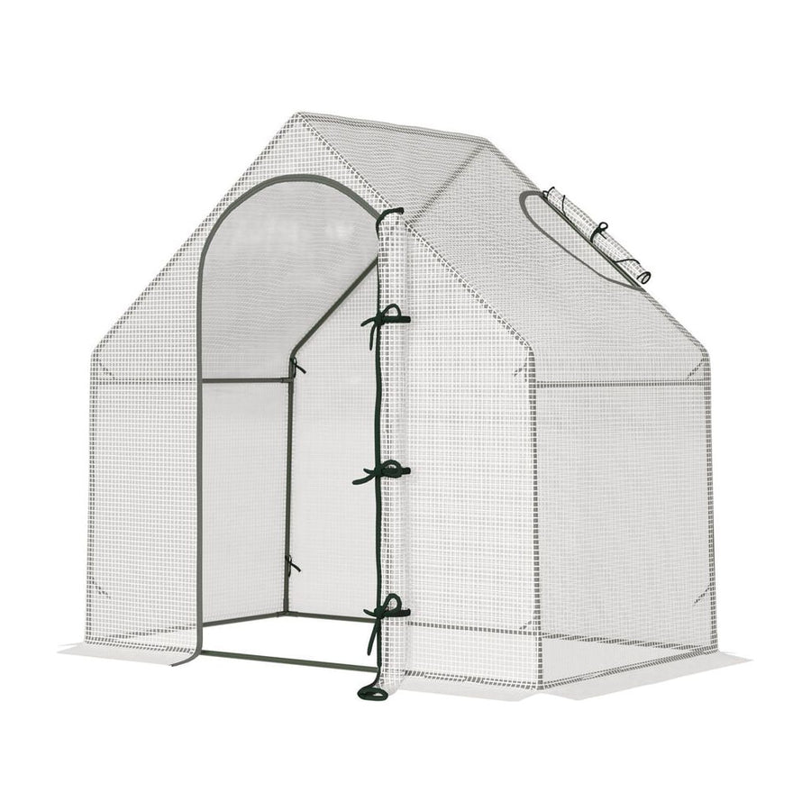 Outsunny Walk In Tomato Greenhouse Garden Outdoor Mini Greenhouse Flower Planter Steel Frame with Zipped Door & Window, PE