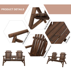 Outsunny Wood Patio Chair Bench 2 Seats Jack