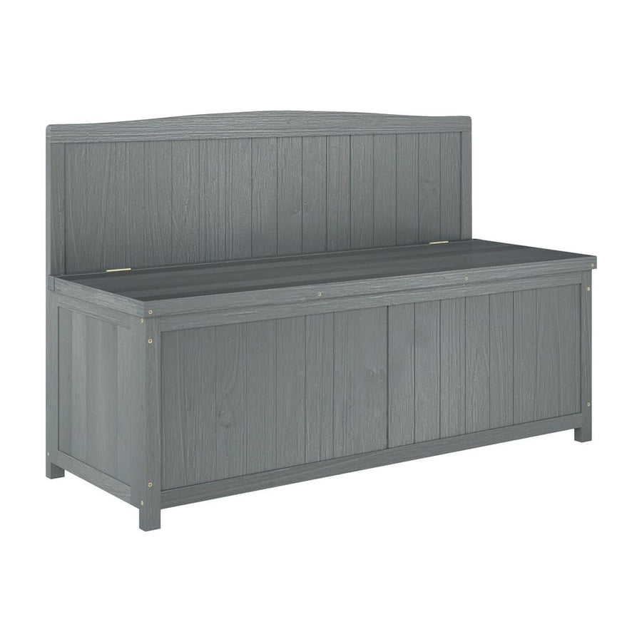 Outsunny Wood Storage Bench for Patio Furniture in Grey