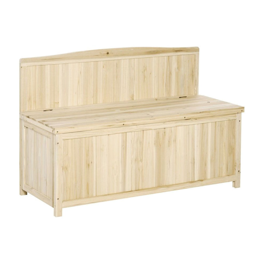 Outsunny Wood Storage Bench for Patio Furniture, Outdoor Garden Seating Tools