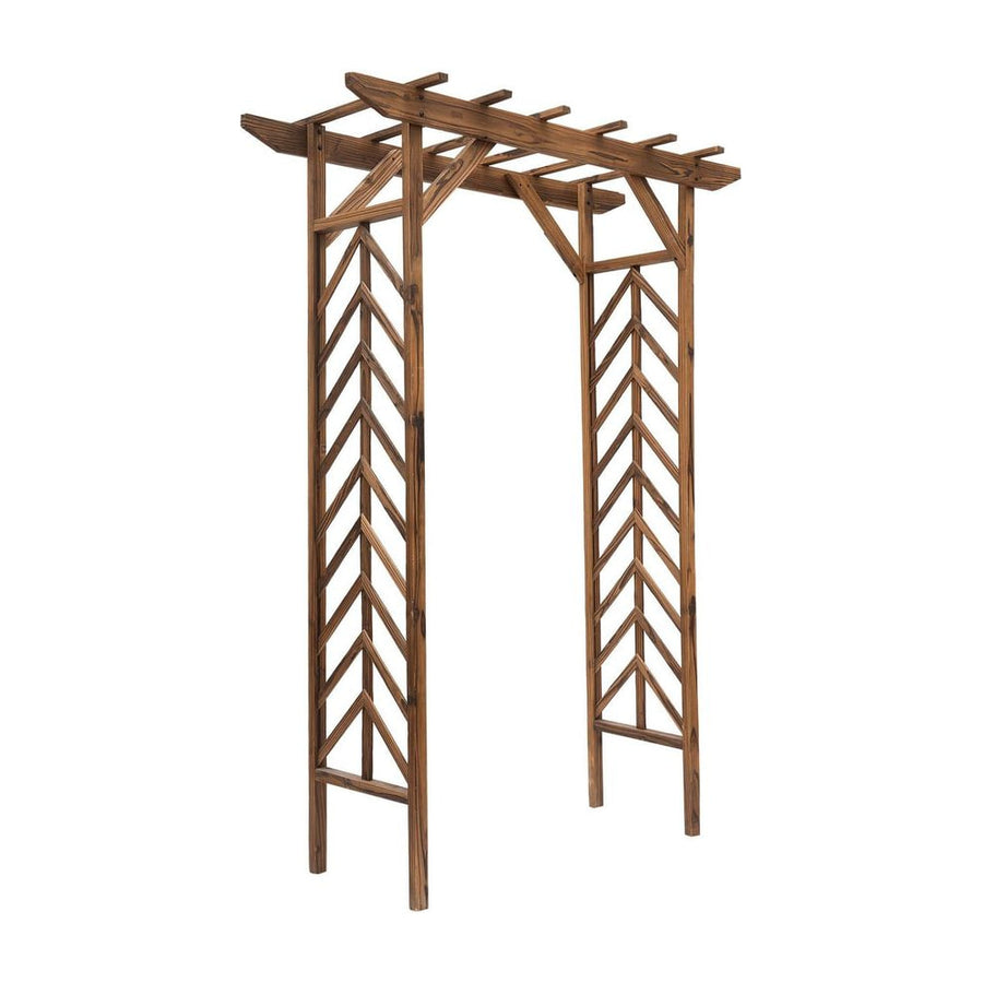Outsunny Wooden Garden Arbor, Arch Trellis with Classic Countryside Style, Pergola Style Roof for Climbing Vines