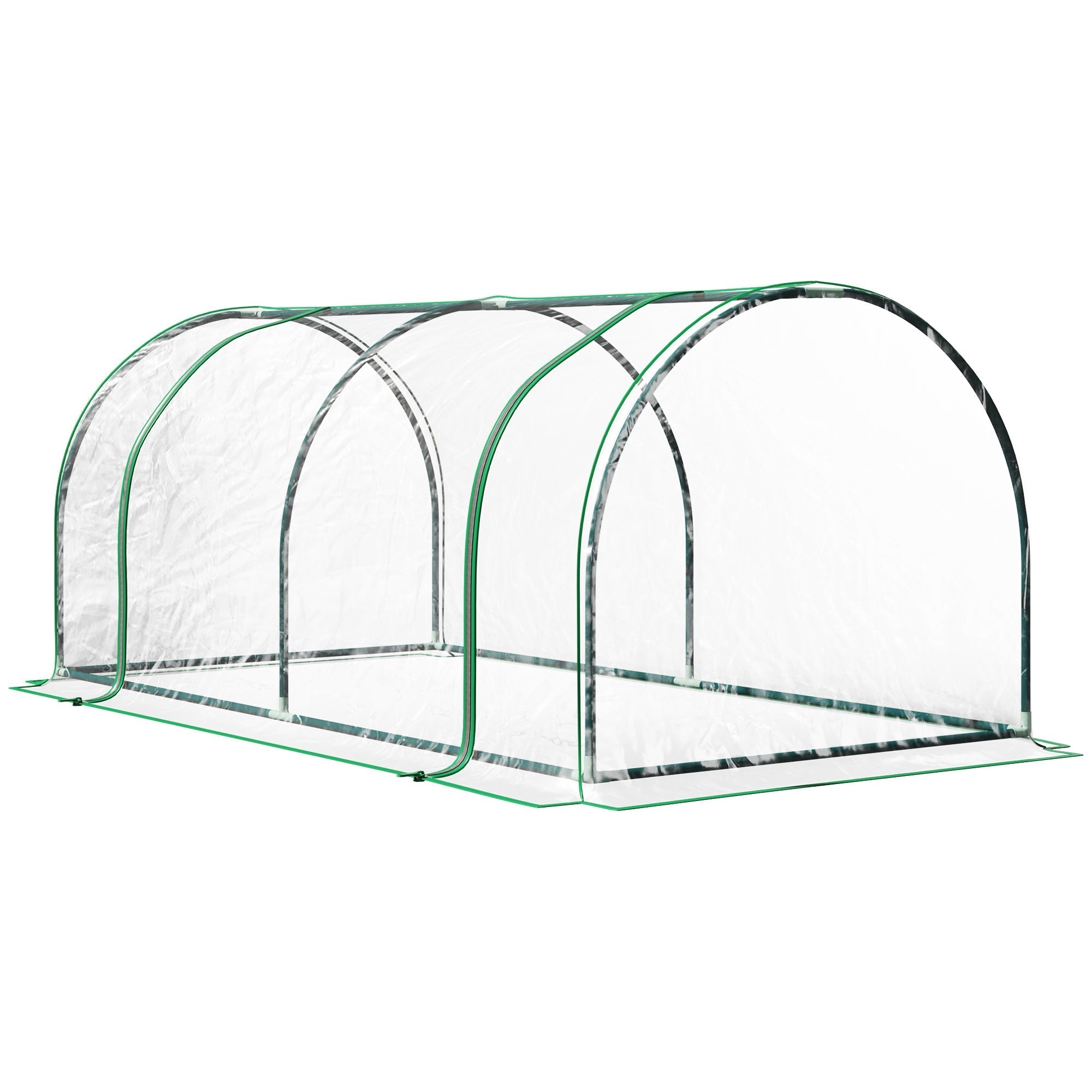 Outsunny Tunnel Greenhouse Green Grow House for Garden Outdoor, Steel Frame, PVC Cover, Transparent, 200 x 100 x 80cm