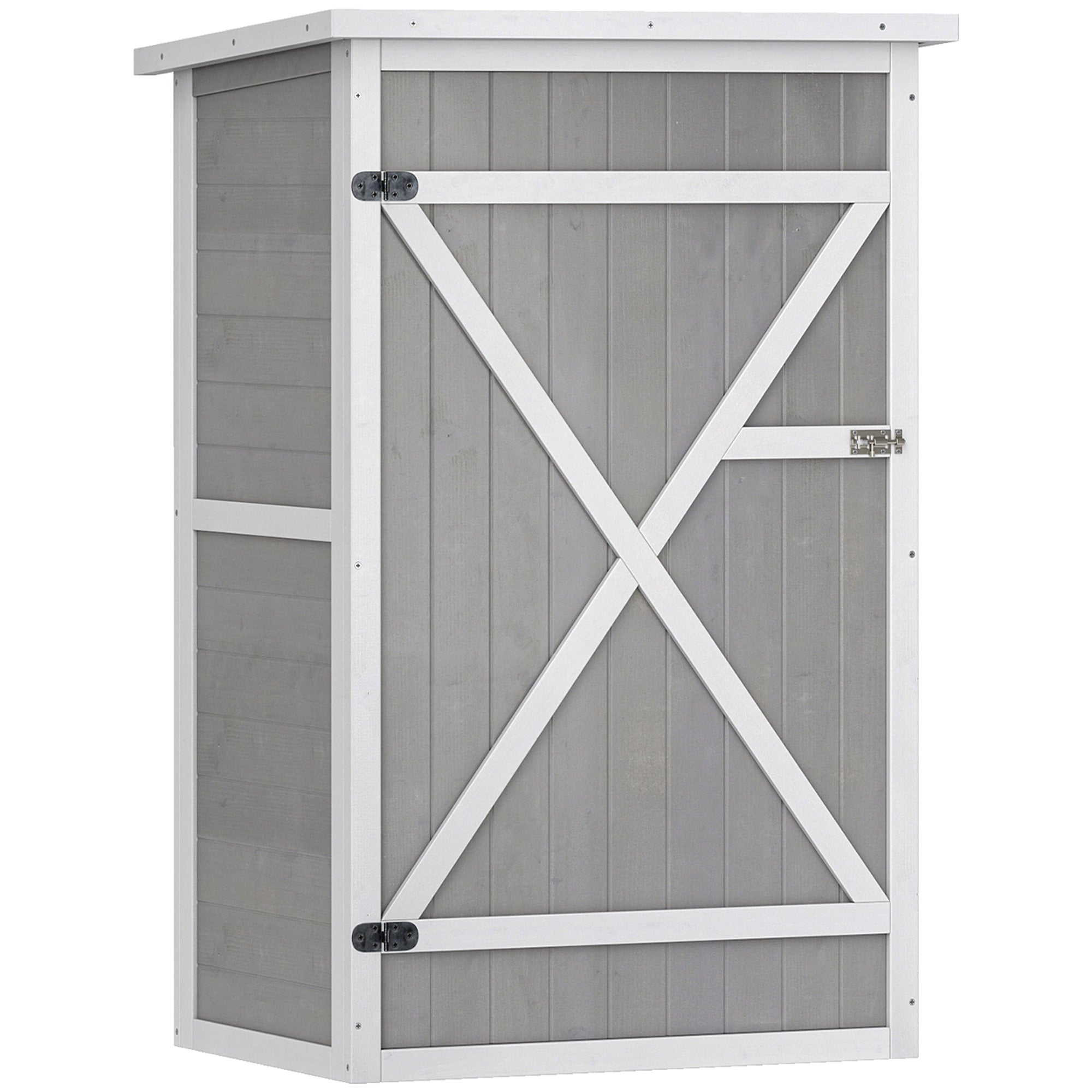 Outsunny Wooden Small Shed, Garden Storage Shed with Shelves and Bolt Latch, 75L x 56W x115H cm, Grey
