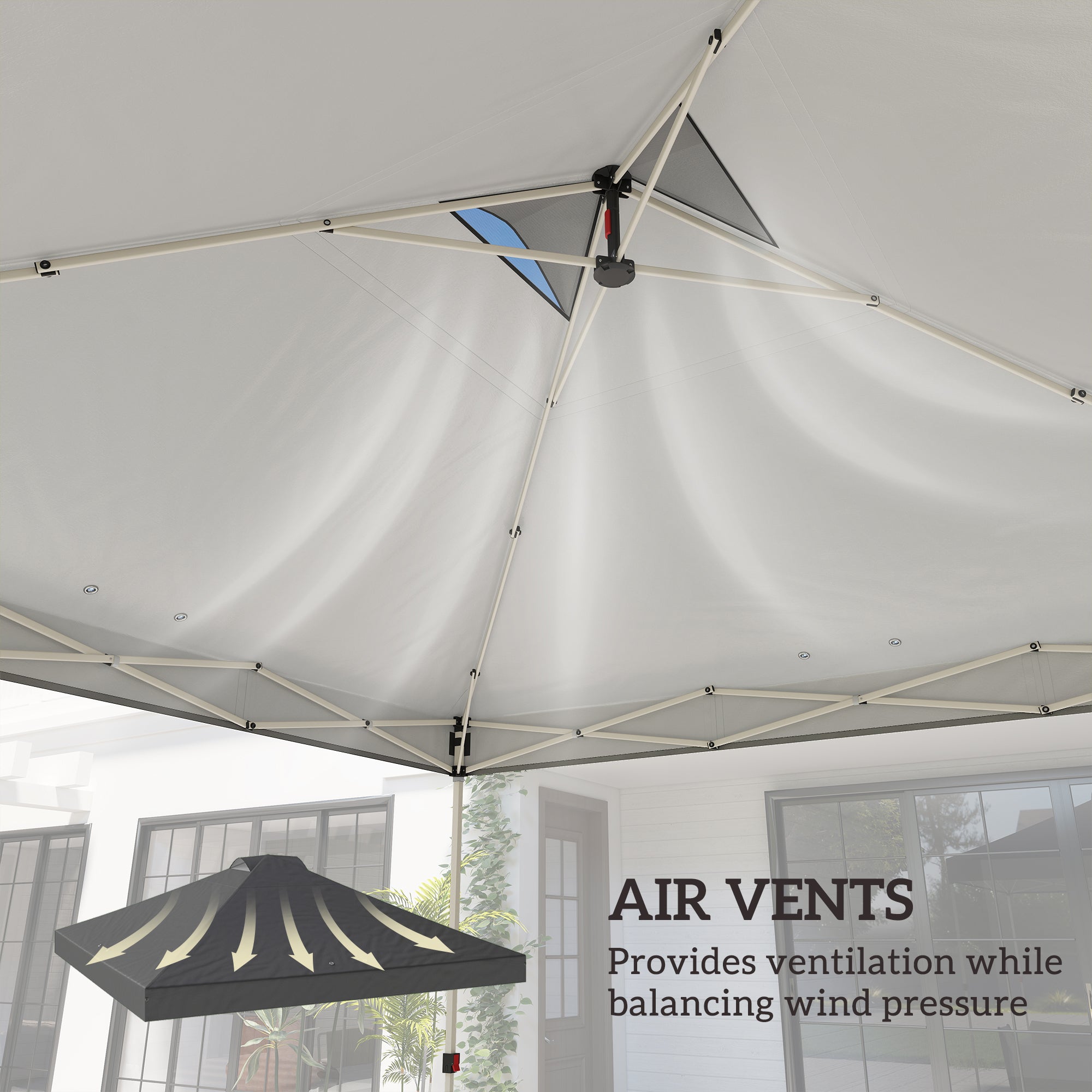 Outsunny Gazebo Roof Replacement UV50+ Waterproof Pop Up Canopy Cover with 8 Drainage Holes 3 x 3 m Dark Grey