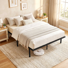 HOMCOM 5ft King Bed Frame with Underbed Storage, Metal Platform Bed Frame with Steel Slat Support, No Box Spring Needed