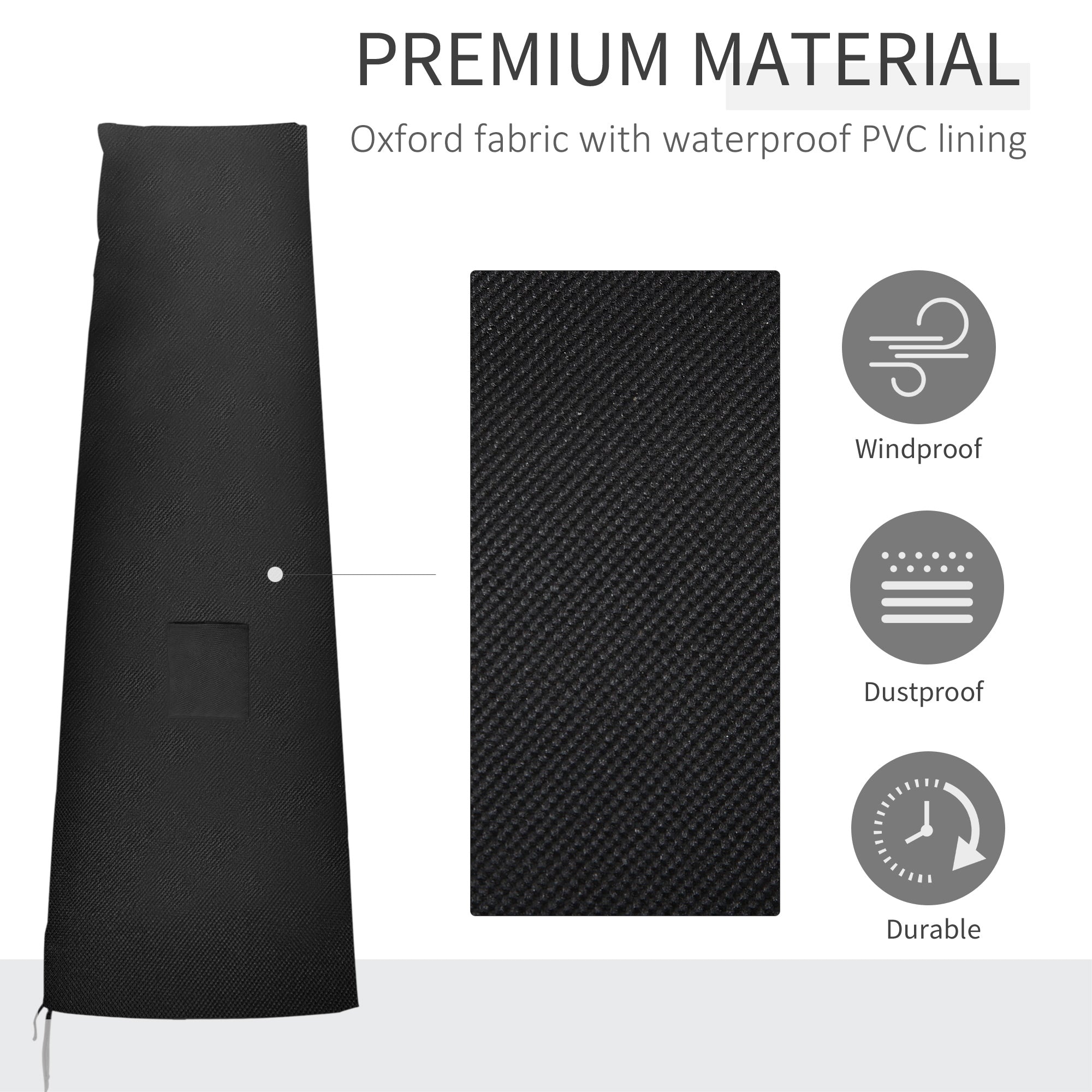 Outsunny Garden Parasol Cover Waterproof Outdoor Cantilever Banana Umbrella Protector 300D Oxford Fabric 240 x 48/70 cm for 3 m Cantilever Parasol