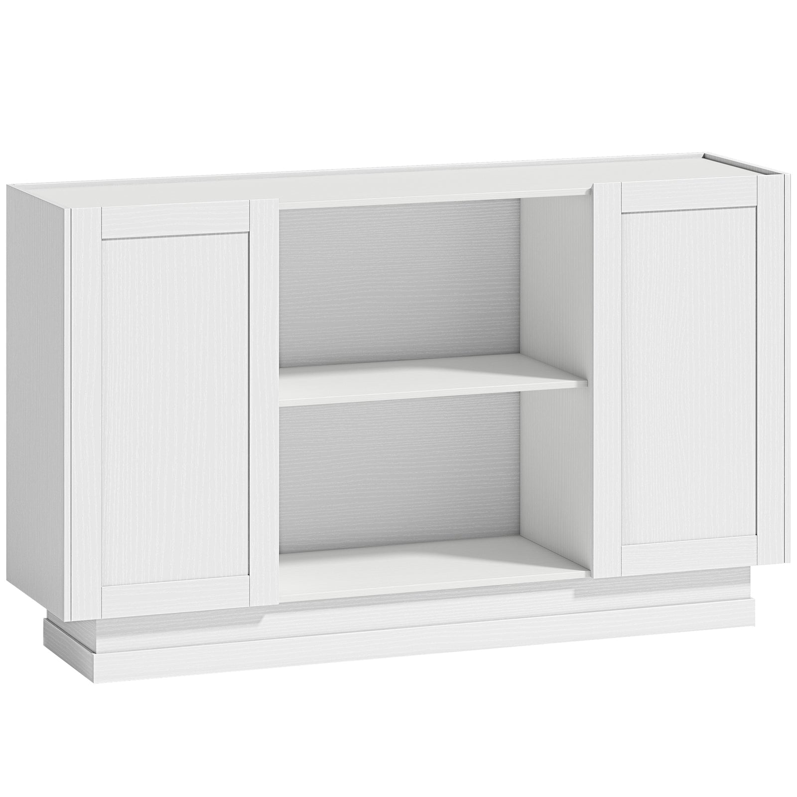 HOMCOM Sideboard Buffet Cabinet, 133 cm Storage Cabinet with 2 Open Shelves, 2 Cupboards and Soft Close Doors, White