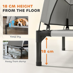 PawHut Portable Elevated Dog Bed with Removable Canopy, Cooling Raised Pet Cot for Small Medium Dogs, 76 x 61 x 70 cm