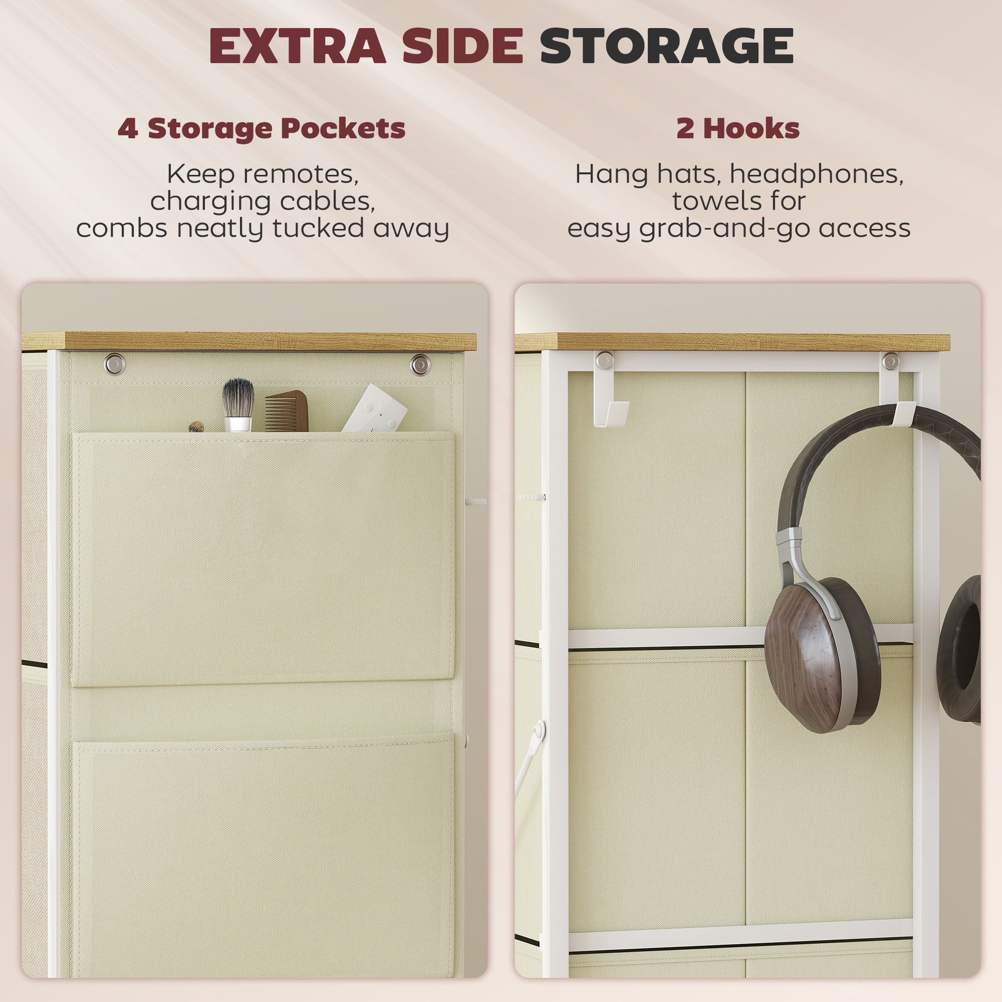 HOMCOM Chest of Eight Fabric Drawers - Beige