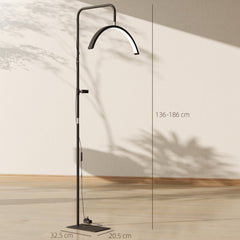 HOMCOM Half Moon Lash Light, Beauty Floor Lamp with 350° Rotatable Head, 7 Colour Temperature and Phone Holder, Dimmable Standing Lamp for Eyelash Extension, Tattoo, Nails, Skincare, Black