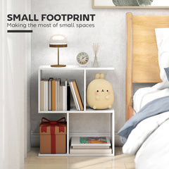 HOMCOM Side Table, Narrow End Table with Storage Shelves, S-Shaped, 3-Tier, 50W x 19.5D x 58H cm, White