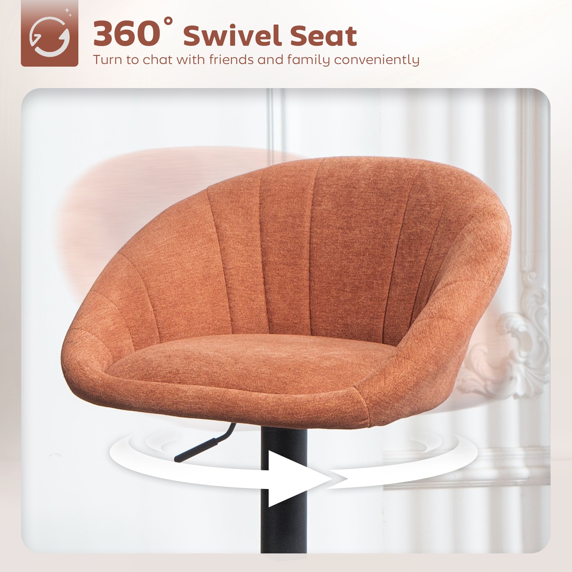 HOMCOM Set of Two Relaxed Tub Bar Stools - Orange