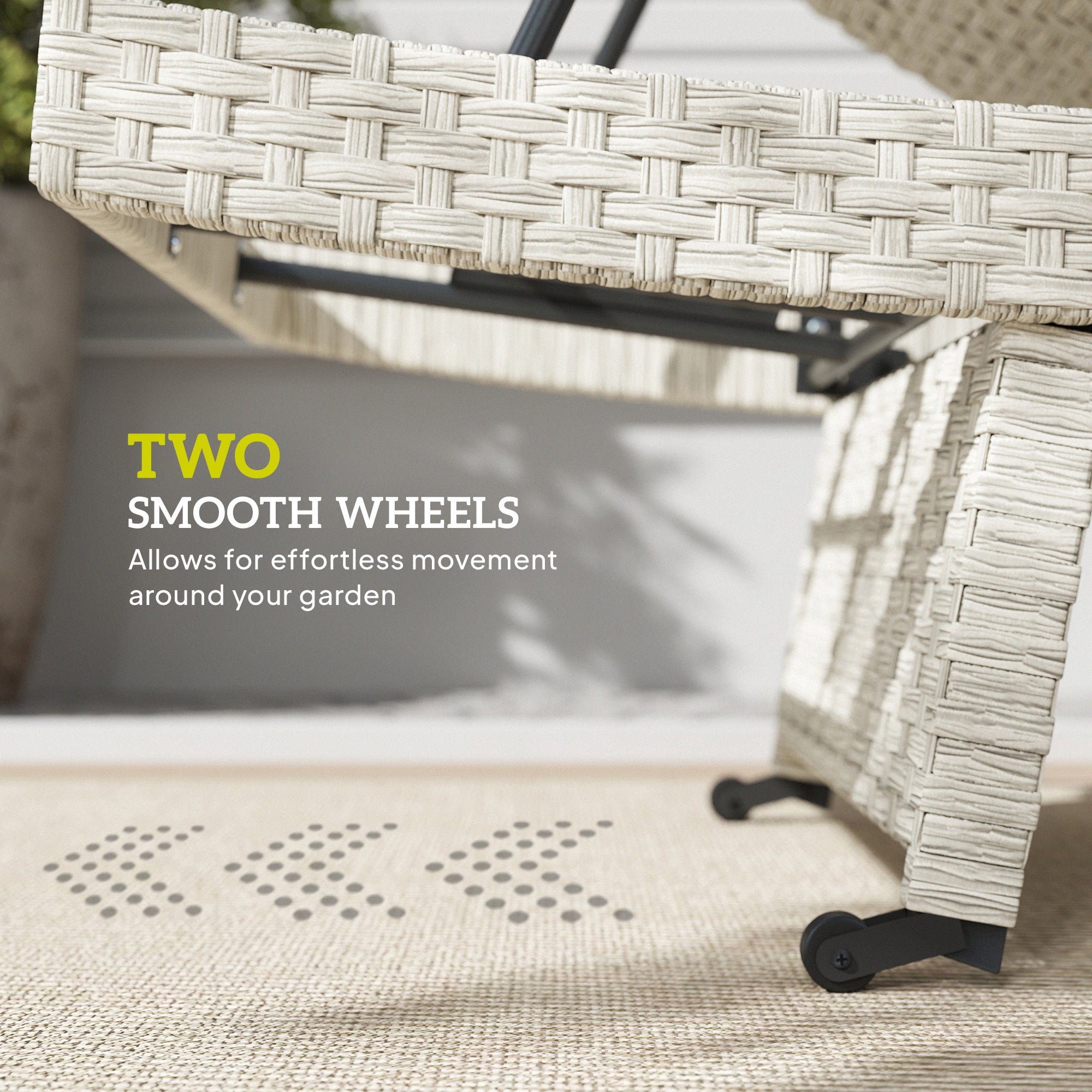 Outsunny Outdoor PE Rattan Sun Lounger, Folding Wicker Garden Lounger Recliner with 4-Level Adjustable Backrest, Rolling Sunbed Lounge Chair with Wheels, Non-Slip Legs for Balcony, Beach, Grey