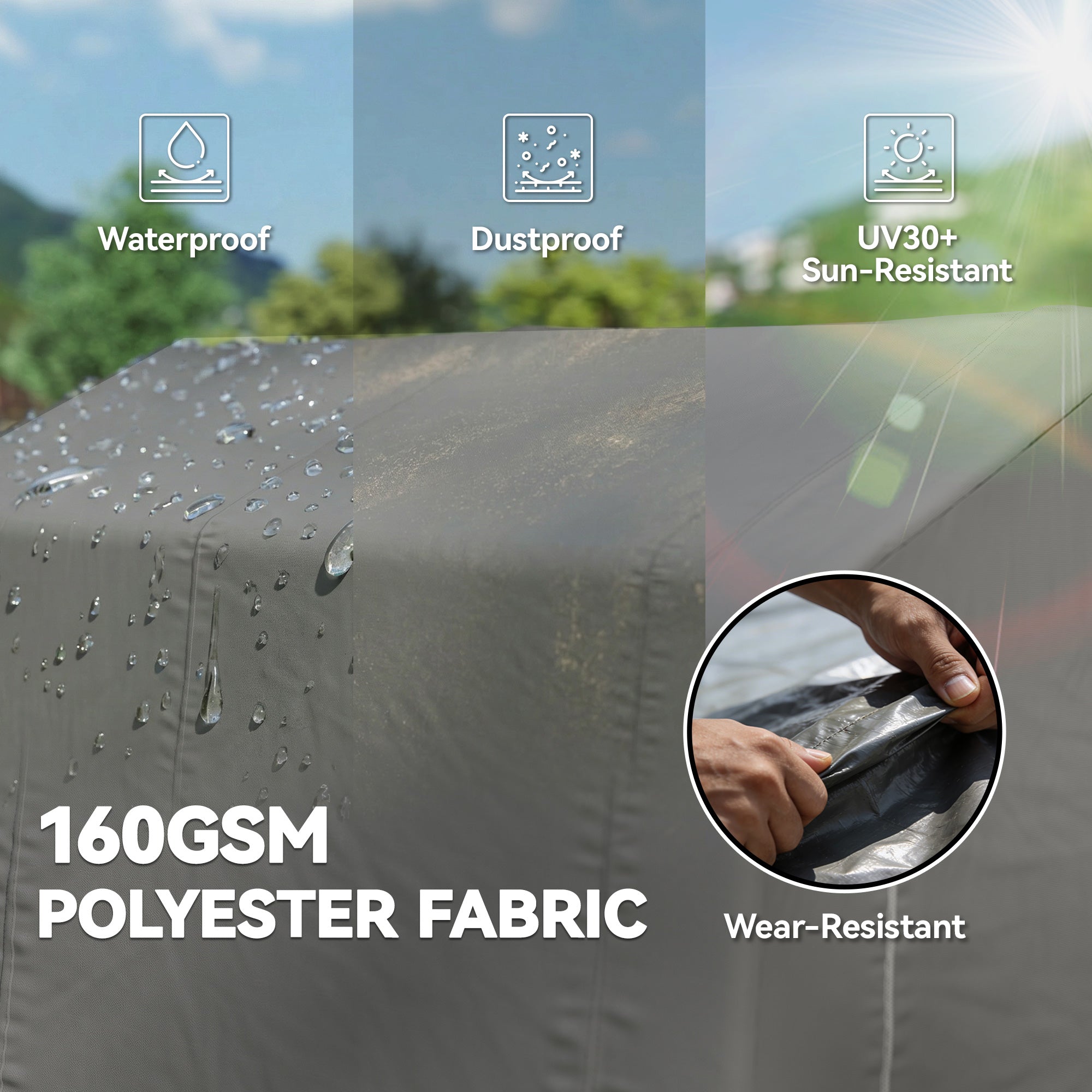 Outsunny 7.5 x 6.2 ft Outdoor Garden Storage Shed, Waterproof Bike Tent with Roll-Up Zipper Door and Vent, Dark Grey