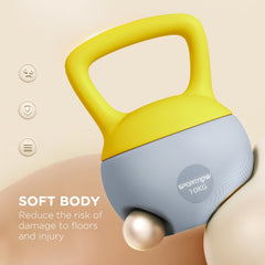 SPORTNOW 10KG Soft Kettlebell, Kettlebell with Non-Slip Handle for Home Gym, Weight Lifting, Strength Training, Yellow/Grey