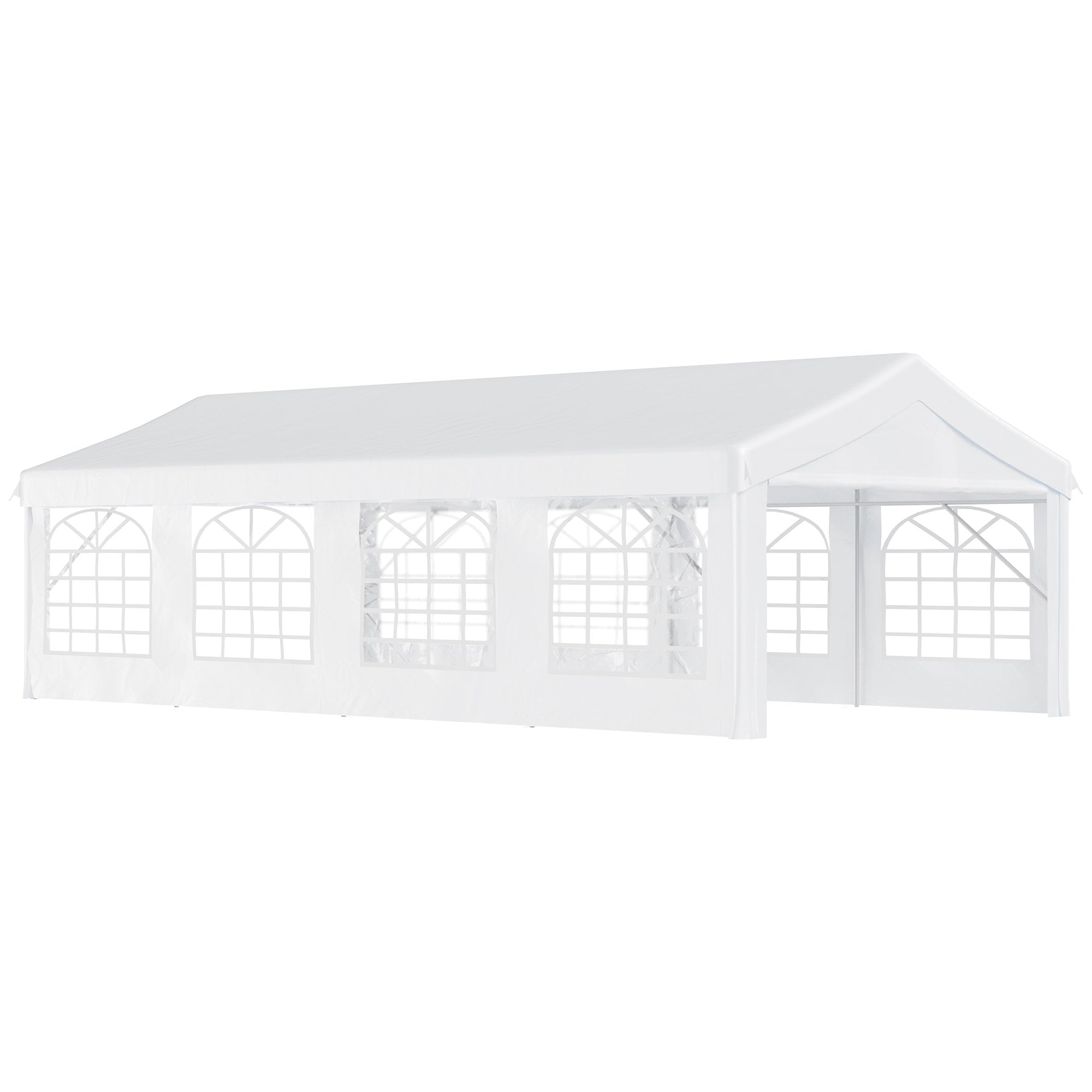 Outsunny 8m x 4m Garden Gazebo Marquee Wedding Shelter Level 4 Wind Protection, White