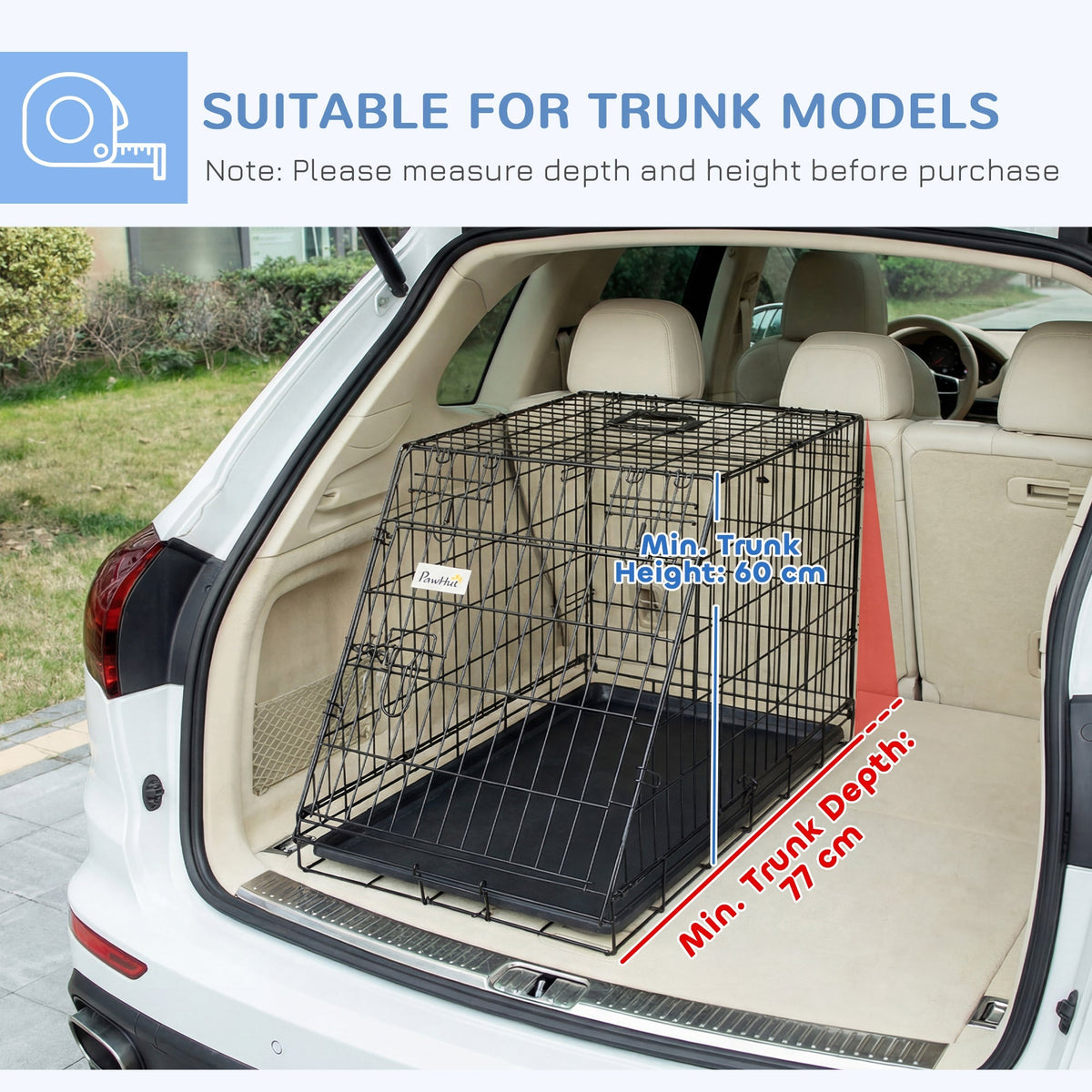 Pawhut Trapeze Collapsible Dog Pet Travel Box Cage Removable Tray 78 x 47 x 55cm