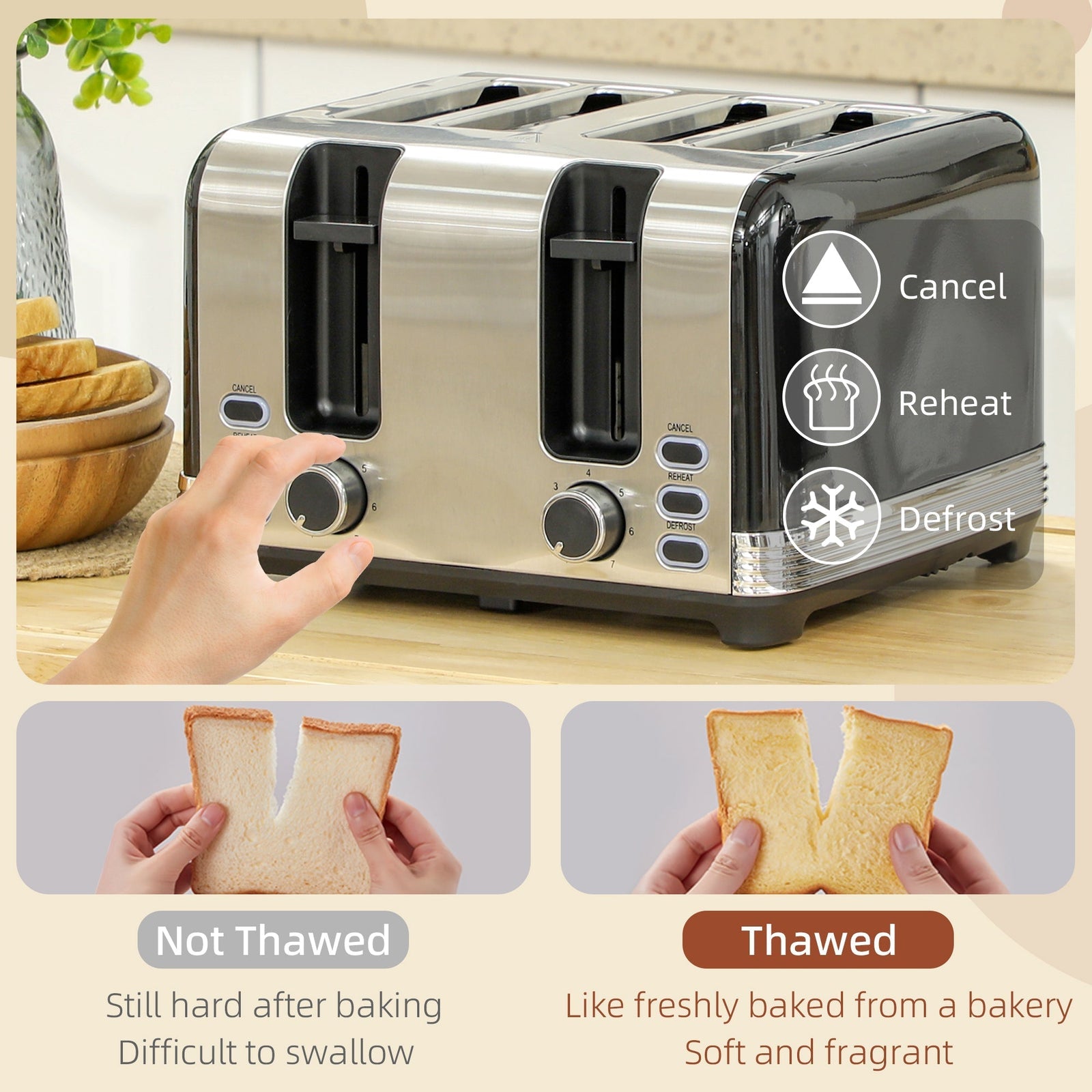 HOMCOM Polished Stainless Steel Kettle and Toaster Set - Black