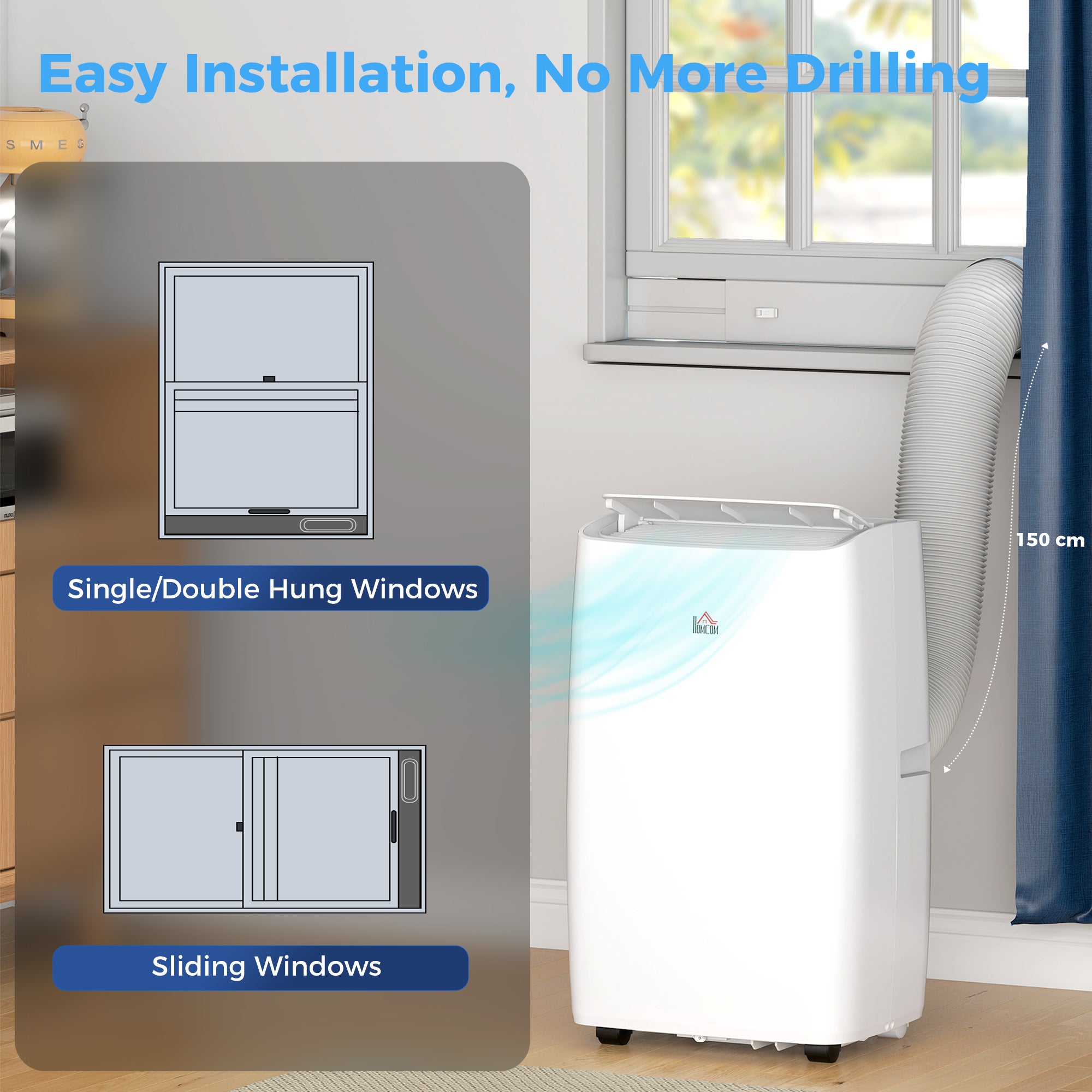 HOMCOM Portable Air Conditioner 12000 BTU, 4-in-1 Air Conditioning Unit, Dehumidifier, Cooling, Fan, Sleep Mode with 3 Speeds, Remote Control, LED Display, 24H Timer, Window Kit, Children Lock, 35m√Ç¬≤