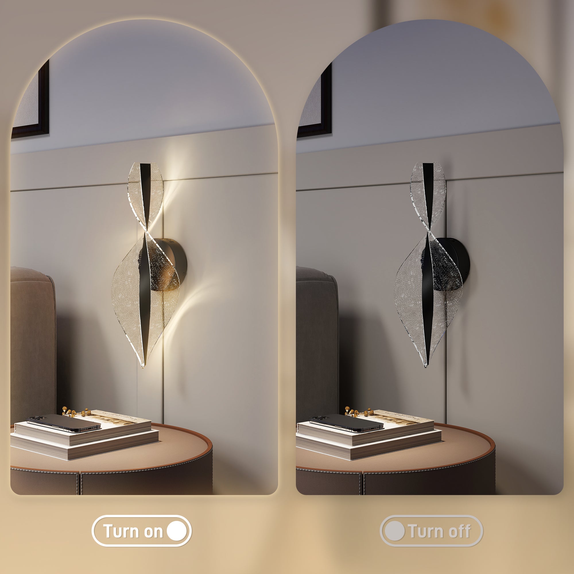 HOMCOM Led Wall Lamp 2 Pack, 13W Modern Indoor Spiral Wall Light, Colour Temperature Adjustable 3000K/4000K/6500K, for Bedroom, Living Room, Hallway, Stairs, Black