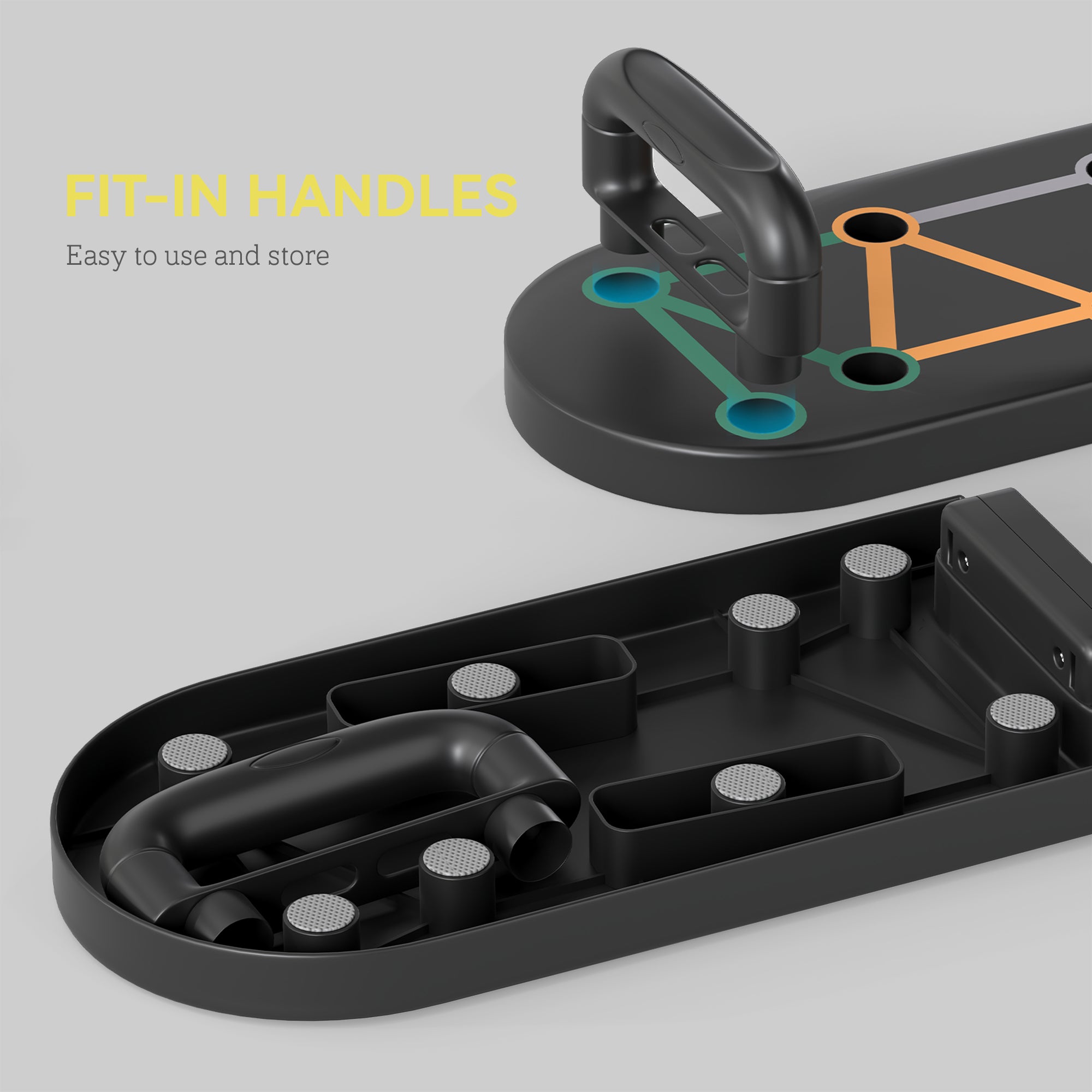 SPORTNOW Foldable Push Push Up Board with Non-Slip Pads, for Chest, Arms, Shoulders, Black