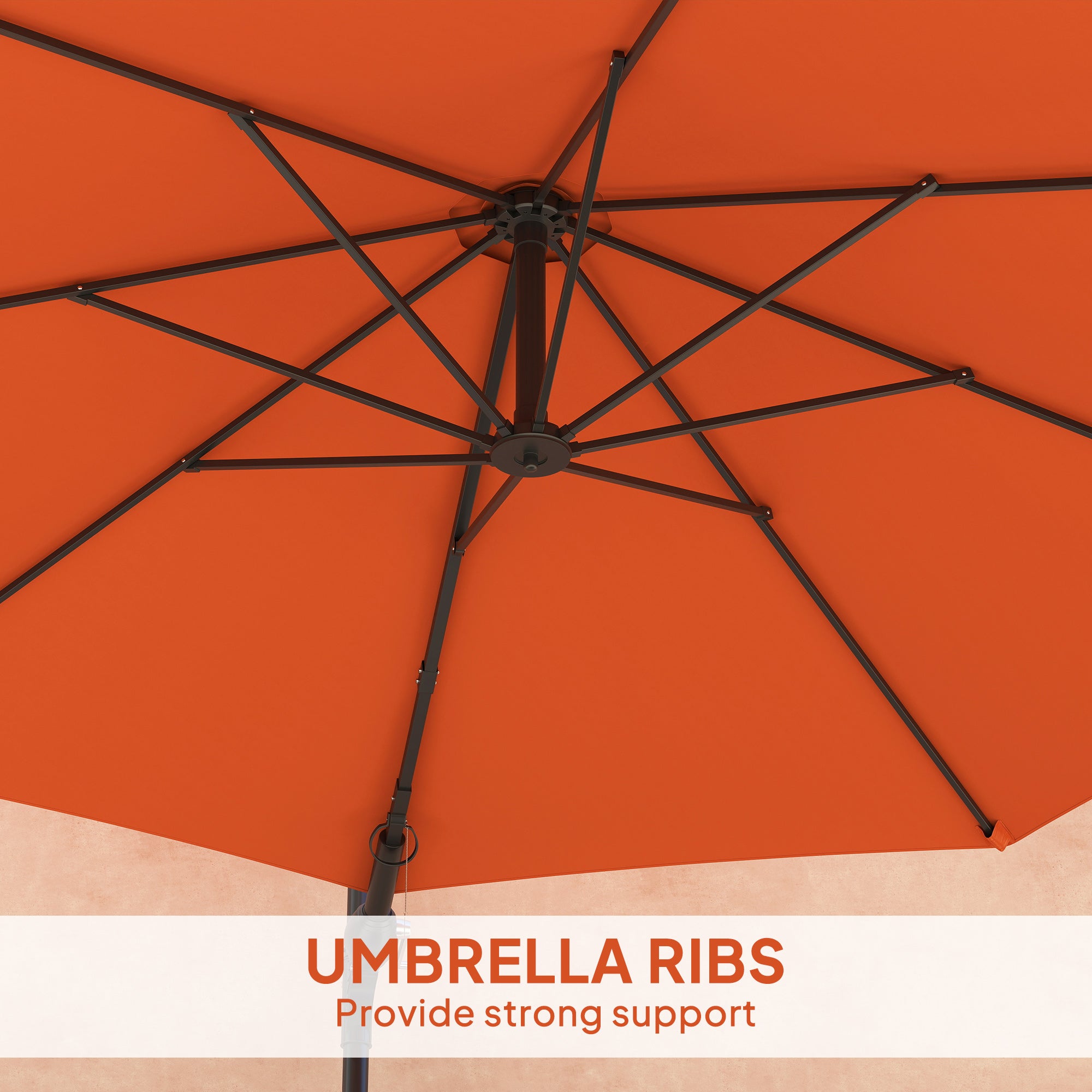 Outsunny 3(m) Wall-Mounted Parasol Shade, with Handle - Orange