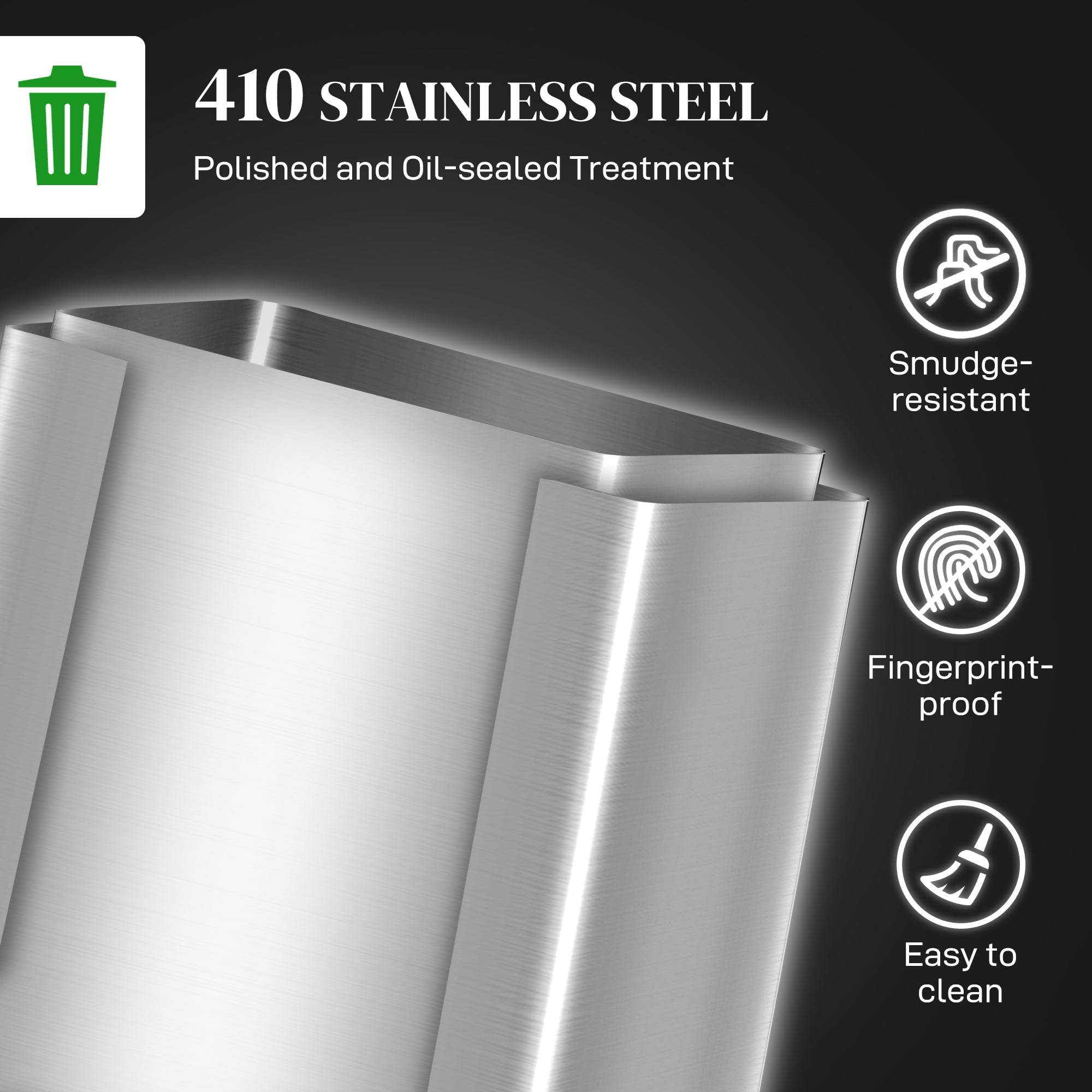 HOMCOM 40L Dual Compartment Stainless Steel Bin, with Deodoriser Holders - Silver Tone