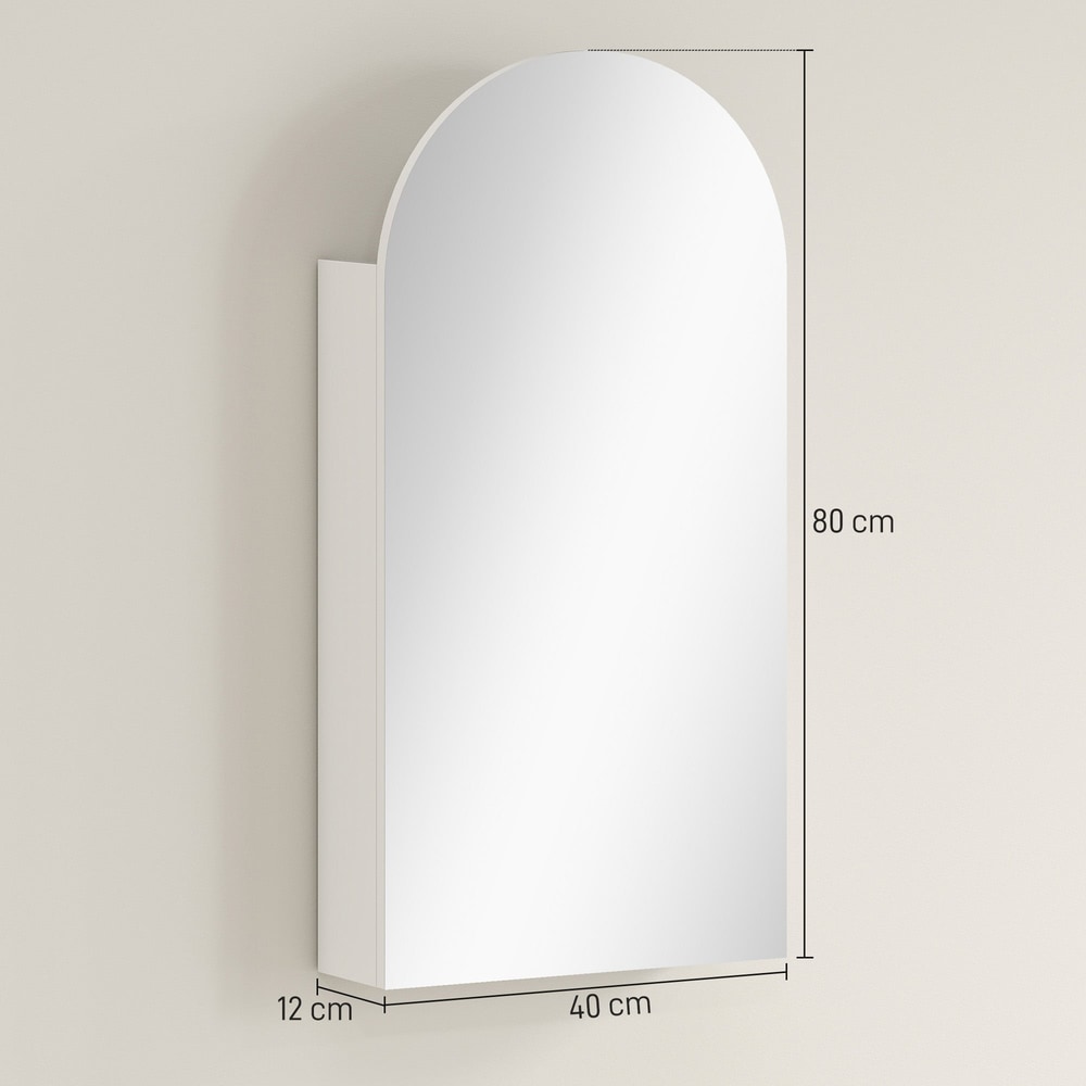 HOMCOM Arched Bathroom Mirror Cabinet with Adjustable Glass Shelves - White - product image 3