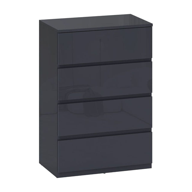HOMCOM High Gloss Chest of Drawers, 4-Drawer Storage Cabinets, Modern Dresser for Bedroom, Grey