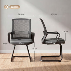 HOMCOM Padded Meeting Office Chair, Ergonomic Desk Chair No Wheels with Sled Base for Bedroom, Waiting, Reception, Dark Grey