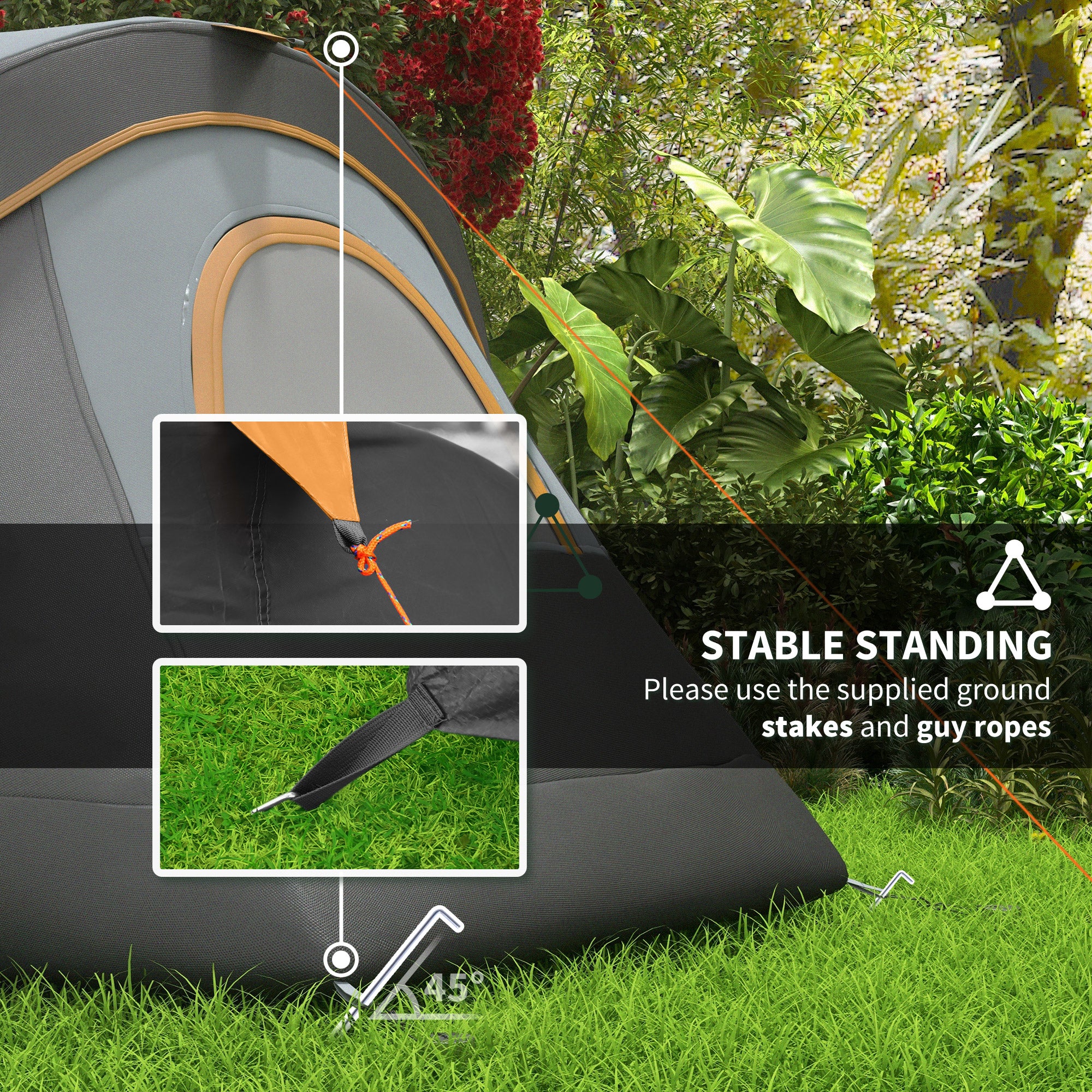 Outsunny 5-6 Man Dome Camping Tent - Light Grey and Black