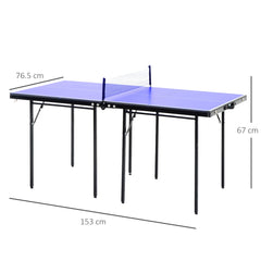 HOMCOM Folding 5ft Mini Compact Table Tennis Top Ping Pong Table Set Professional Net Games Sports Training Play Blue