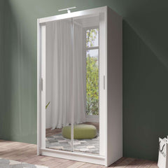 White Full Mirrored Sliding Door Wardrobe 120cm – ALDRIDGE