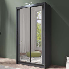 Graphite Full Mirrored Sliding Door Wardrobe 120cm – ALDRIDGE