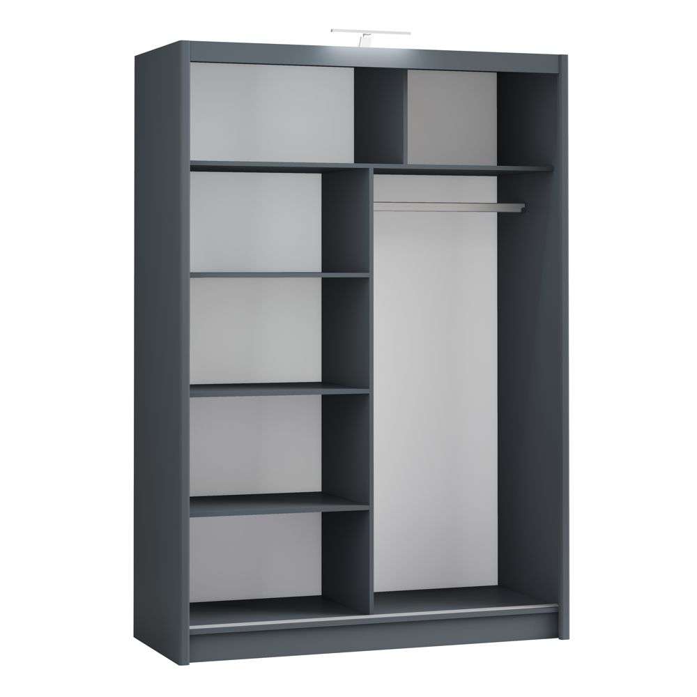 Graphite Full Mirrored Sliding Door Wardrobe 150cm – ALDRIDGE