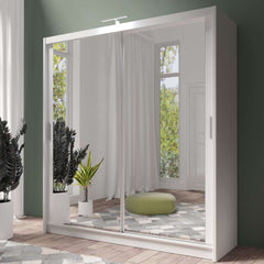 White Full Mirrored Sliding Door Wardrobe 203cm – ALDRIDGE