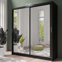 Black Full Mirrored Sliding Door Wardrobe 203cm – ALDRIDGE