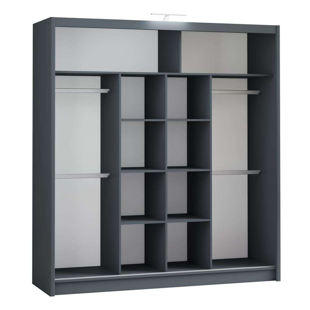Graphite Full Mirrored Sliding Door Wardrobe 203cm – ALDRIDGE