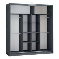 Graphite Full Mirrored Sliding Door Wardrobe 203cm – ALDRIDGE