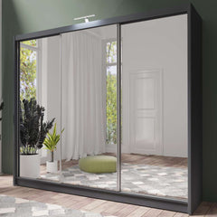 Graphite Full Mirrored Sliding Door Wardrobe 250cm – ALDRIDGE