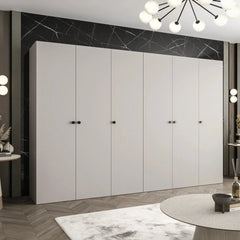 Parma I Hinged Door Wardrobe 300cm in a modern room setting with a large rug and decorative lighting