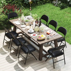 Set of 2 Folding Padded Party PVC Leather Stackable Chairs-Black