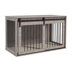 PawHut 118cm Dog Crate Furniture with sliding doors and wooden effect finish